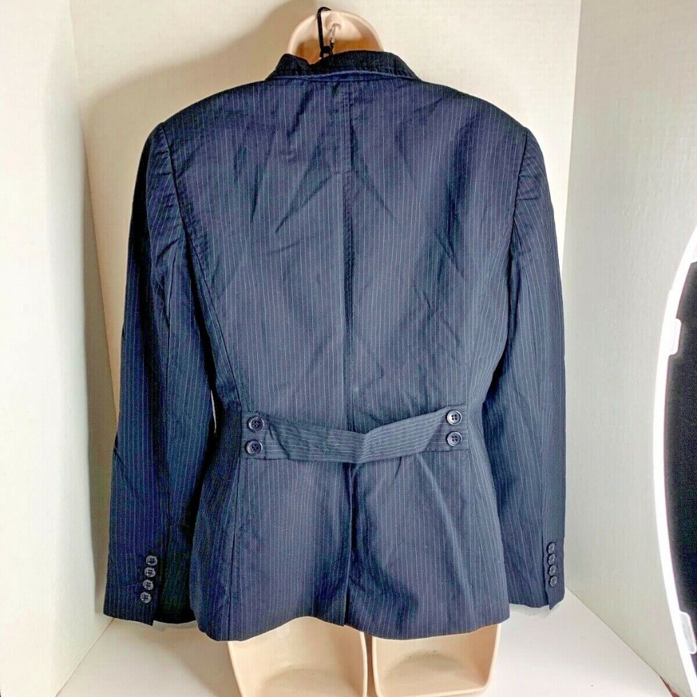 Ann Taylor Womens Sz 6 Blazer Pinstripe Jacket Suit Coat 2 Button Black 18.5 in - Picture 3 of 4
